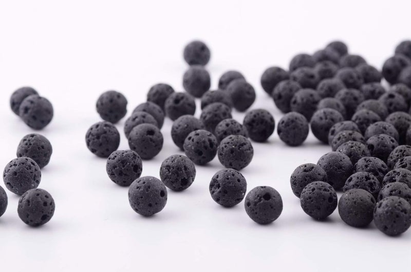 Cmidy Natural Stone Beads 100pcs 8mm Black Lava Round Genuine Stone Beading Loose Gemstone Hole 1mm DIY Beads for Essential Oil Yoga Bracelet Necklace Earrings Jewelry Making (Black Lava Stone Beads,8mm) - Image 2